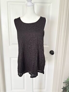 West Kei Lace Overlay Tank Top - Dark Purple